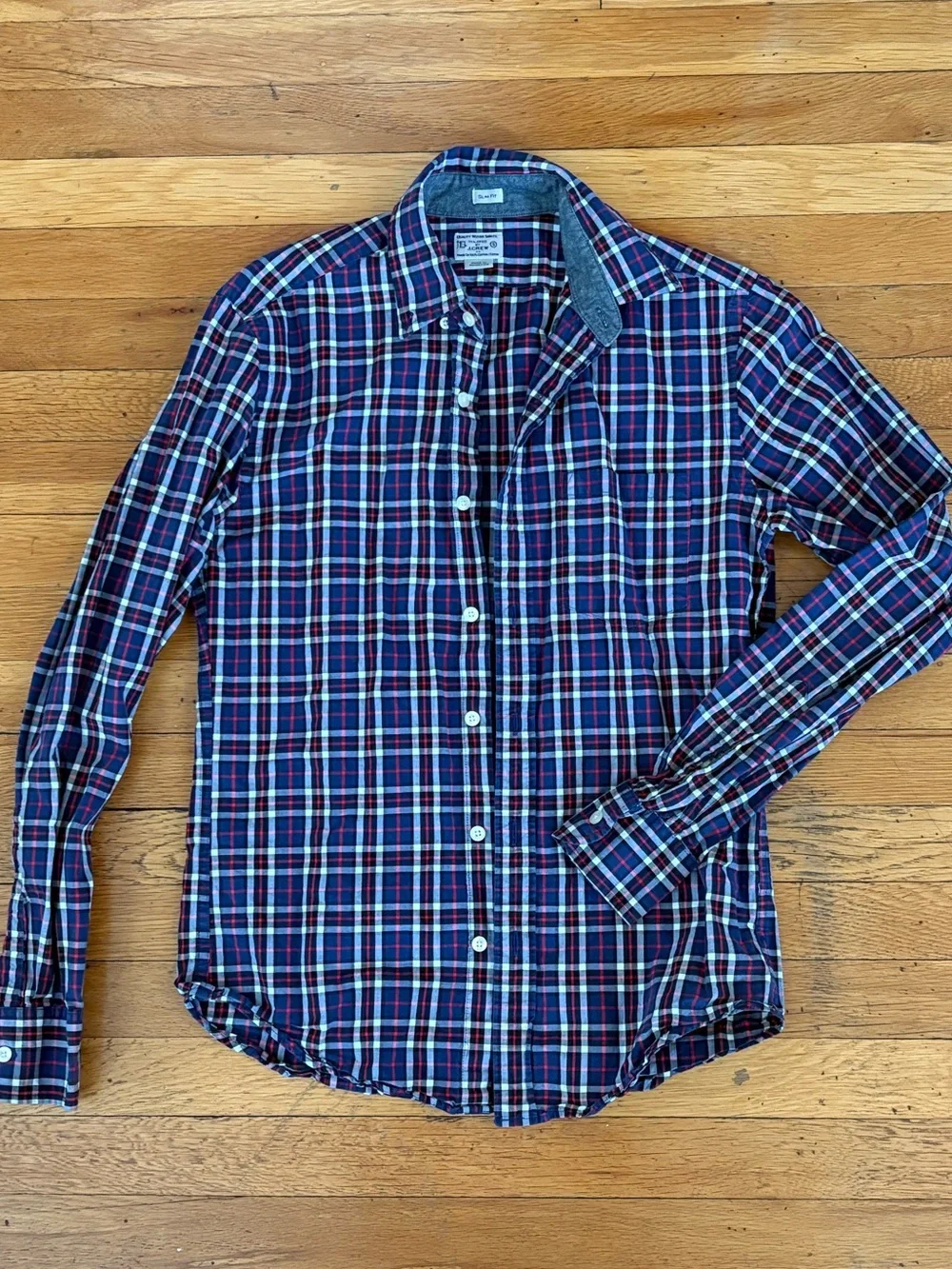 J Crew Men's Blue & Red Plaid Button-Down Shirt size S